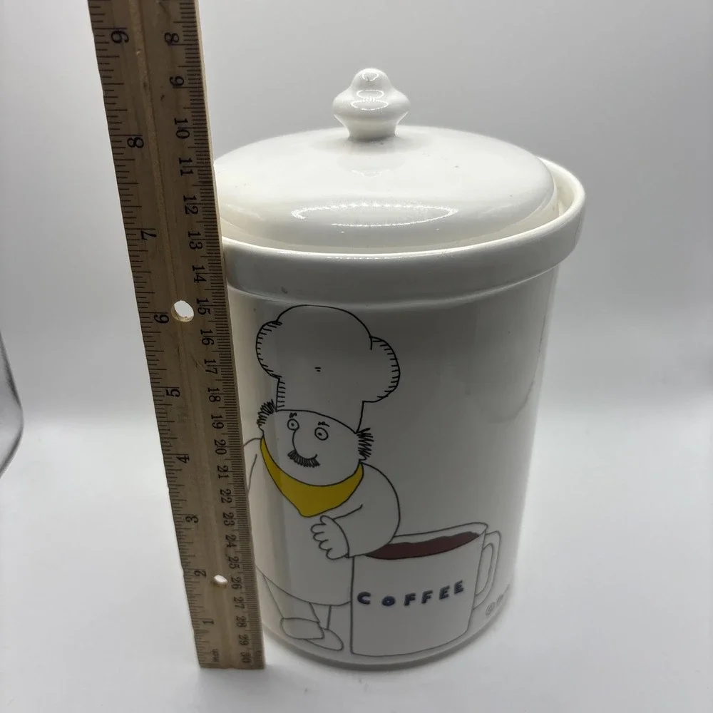 Vtg Barney Saltzberg Chefs Cartoon 1983 Ceramic Coffee‎ Canister Cookie Jar READ